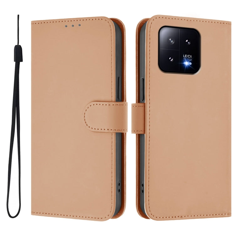 For Xiaomi 13 5G Skin Feel Solid Color Leather Phone Case with Lanyard