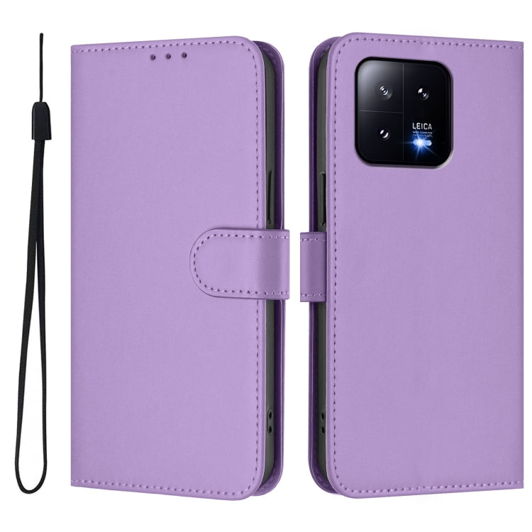For Xiaomi 13 5G Skin Feel Solid Color Leather Phone Case with Lanyard
