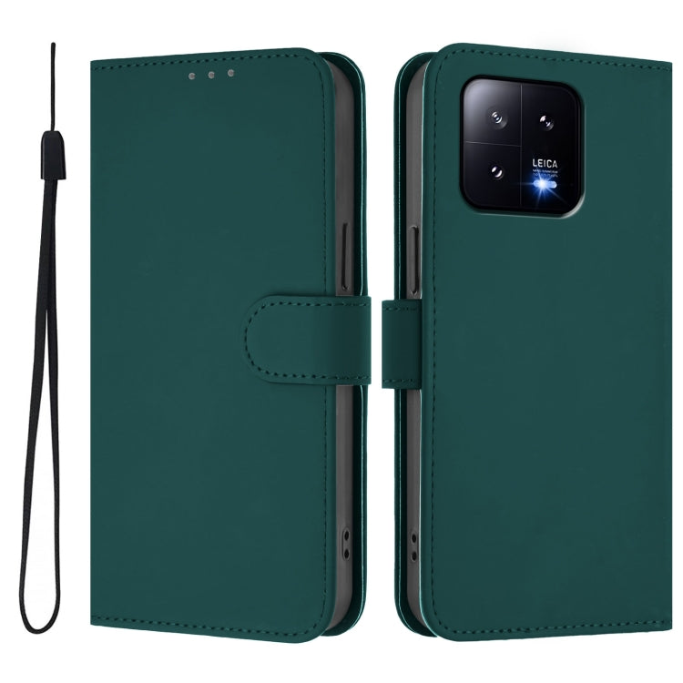For Xiaomi 13 5G Skin Feel Solid Color Leather Phone Case with Lanyard