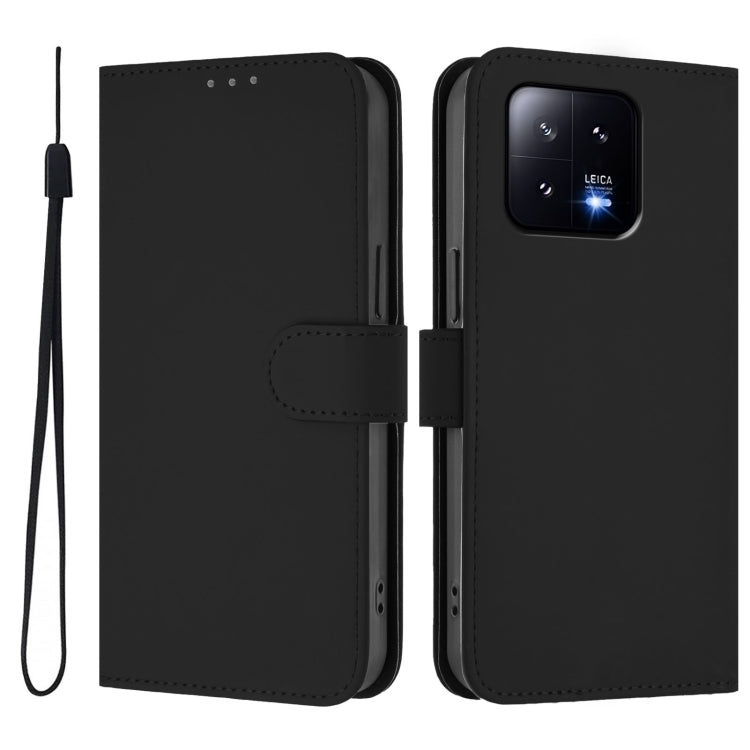 For Xiaomi 13 5G Skin Feel Solid Color Leather Phone Case with Lanyard