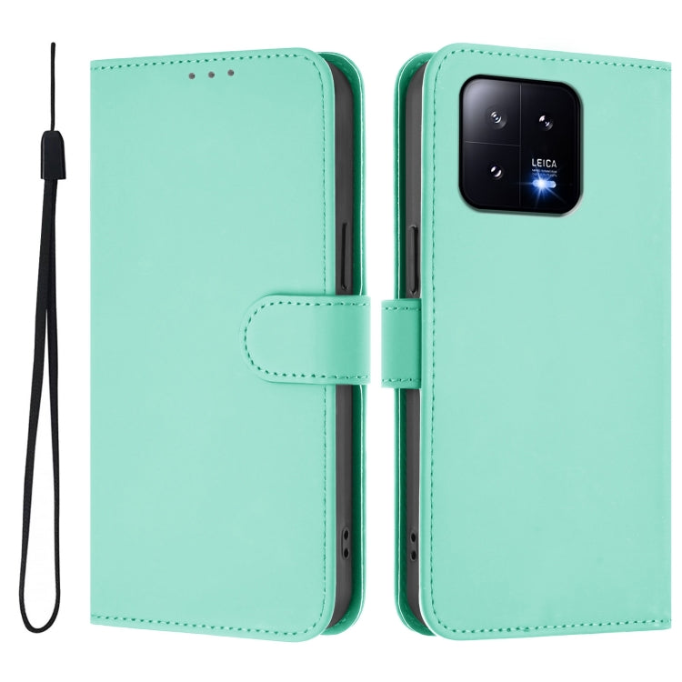 For Xiaomi 13 5G Skin Feel Solid Color Leather Phone Case with Lanyard