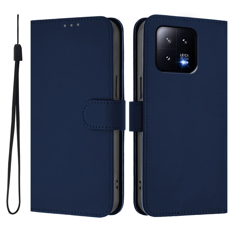For Xiaomi 13 5G Skin Feel Solid Color Leather Phone Case with Lanyard