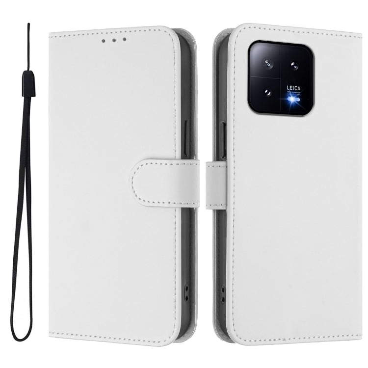 For Xiaomi 13 5G Skin Feel Solid Color Leather Phone Case with Lanyard