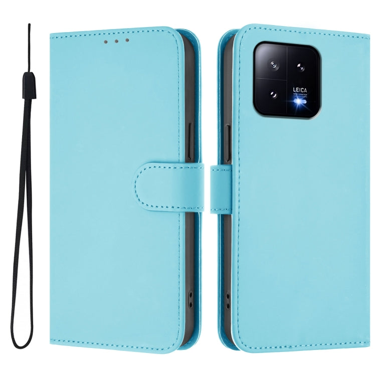 For Xiaomi 13 5G Skin Feel Solid Color Leather Phone Case with Lanyard