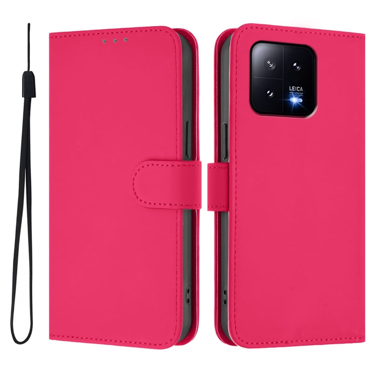 For Xiaomi 13 5G Skin Feel Solid Color Leather Phone Case with Lanyard
