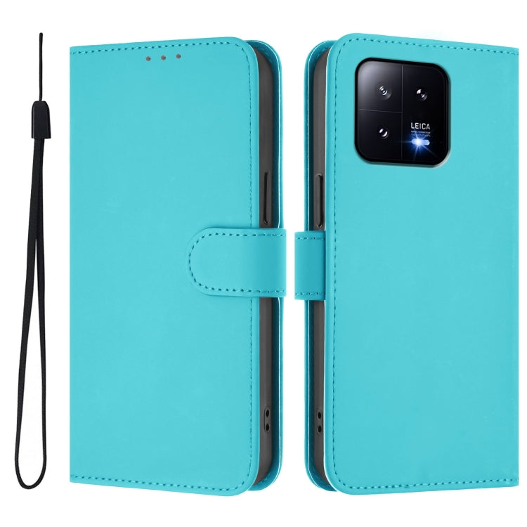 For Xiaomi 13 5G Skin Feel Solid Color Leather Phone Case with Lanyard