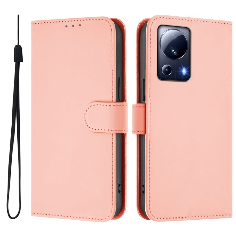 For Xiaomi 13 Lite 5G Global / Civi 2 Skin Feel Solid Color Leather Phone Case with Lanyard