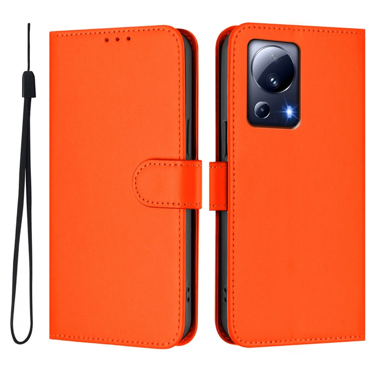 For Xiaomi 13 Lite 5G Global / Civi 2 Skin Feel Solid Color Leather Phone Case with Lanyard