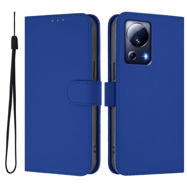 For Xiaomi 13 Lite 5G Global / Civi 2 Skin Feel Solid Color Leather Phone Case with Lanyard