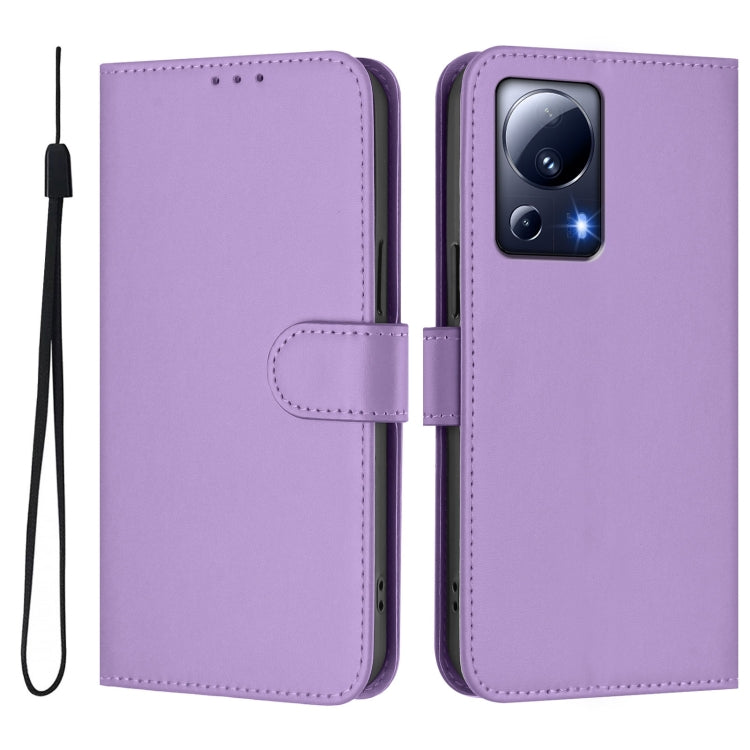 For Xiaomi 13 Lite 5G Global / Civi 2 Skin Feel Solid Color Leather Phone Case with Lanyard