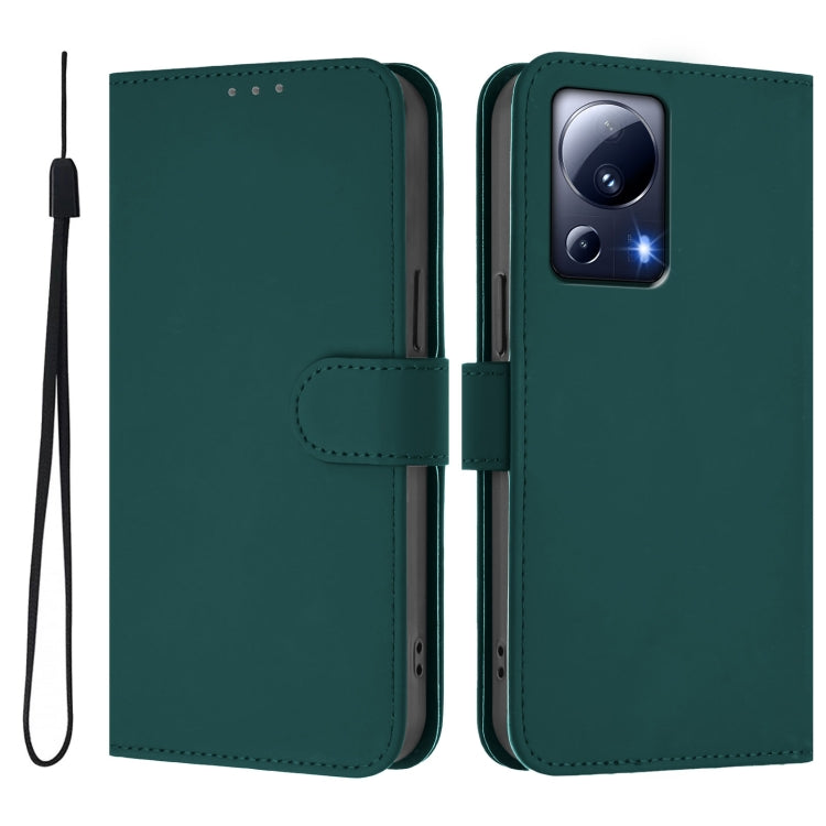 For Xiaomi 13 Lite 5G Global / Civi 2 Skin Feel Solid Color Leather Phone Case with Lanyard