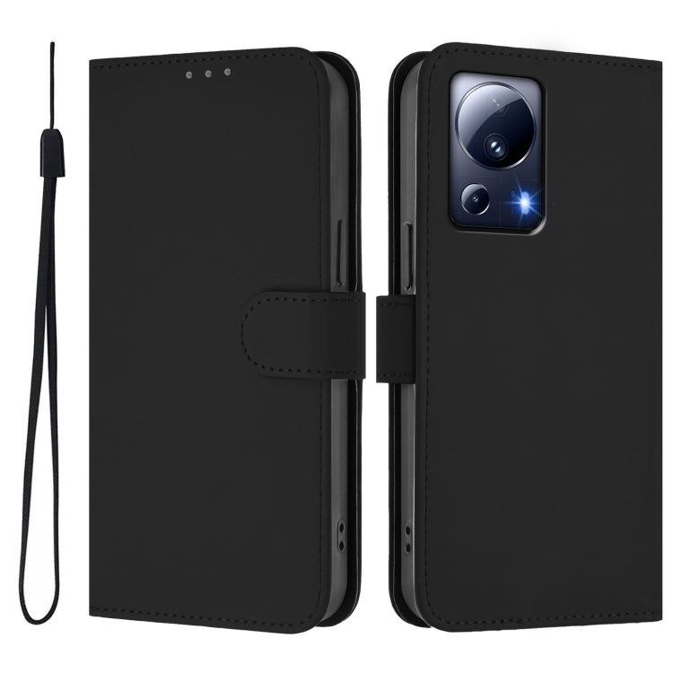 For Xiaomi 13 Lite 5G Global / Civi 2 Skin Feel Solid Color Leather Phone Case with Lanyard