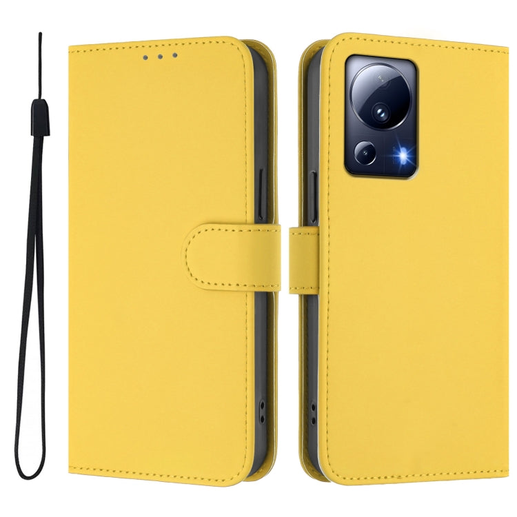 For Xiaomi 13 Lite 5G Global / Civi 2 Skin Feel Solid Color Leather Phone Case with Lanyard