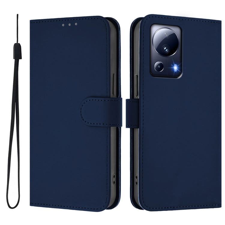 For Xiaomi 13 Lite 5G Global / Civi 2 Skin Feel Solid Color Leather Phone Case with Lanyard
