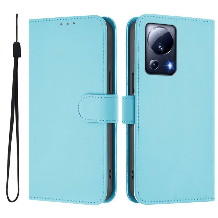 For Xiaomi 13 Lite 5G Global / Civi 2 Skin Feel Solid Color Leather Phone Case with Lanyard