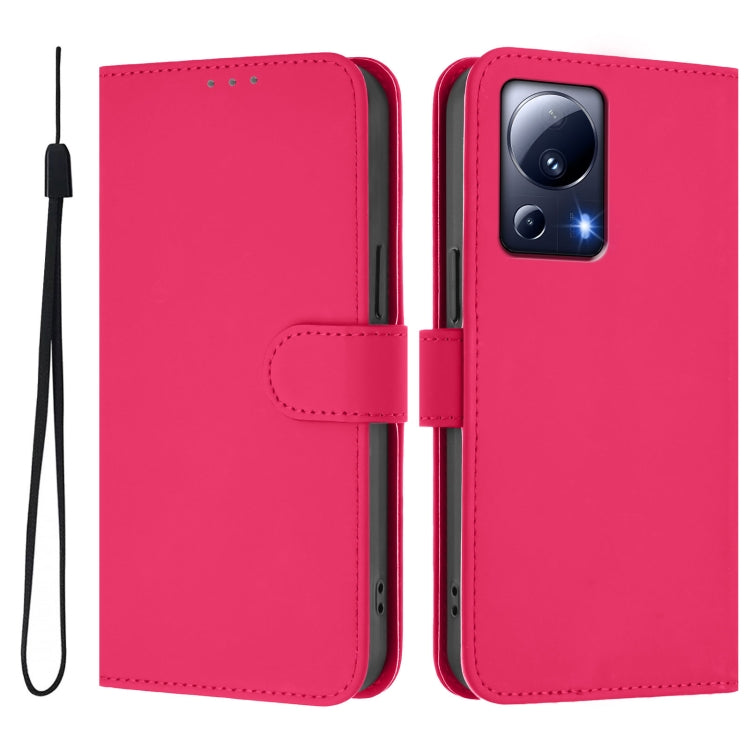 For Xiaomi 13 Lite 5G Global / Civi 2 Skin Feel Solid Color Leather Phone Case with Lanyard