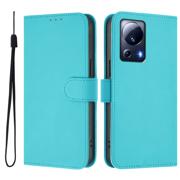 For Xiaomi 13 Lite 5G Global / Civi 2 Skin Feel Solid Color Leather Phone Case with Lanyard