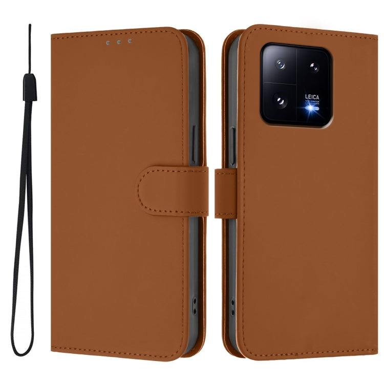 For Xiaomi 13 Pro 5G Skin Feel Solid Color Leather Phone Case with Lanyard