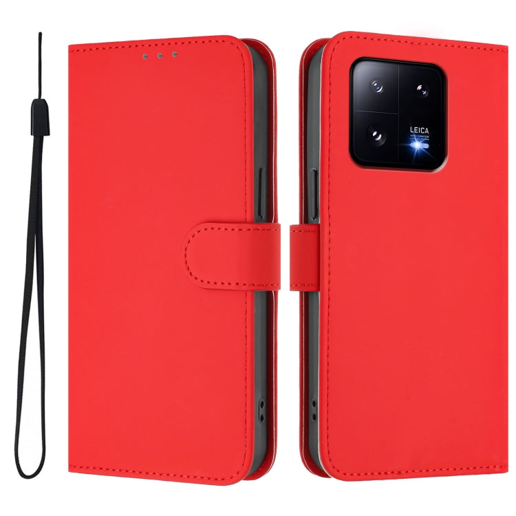 For Xiaomi 13 Pro 5G Skin Feel Solid Color Leather Phone Case with Lanyard