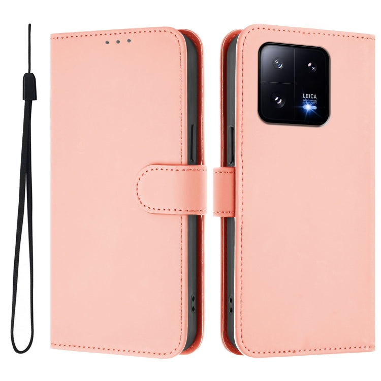 For Xiaomi 13 Pro 5G Skin Feel Solid Color Leather Phone Case with Lanyard