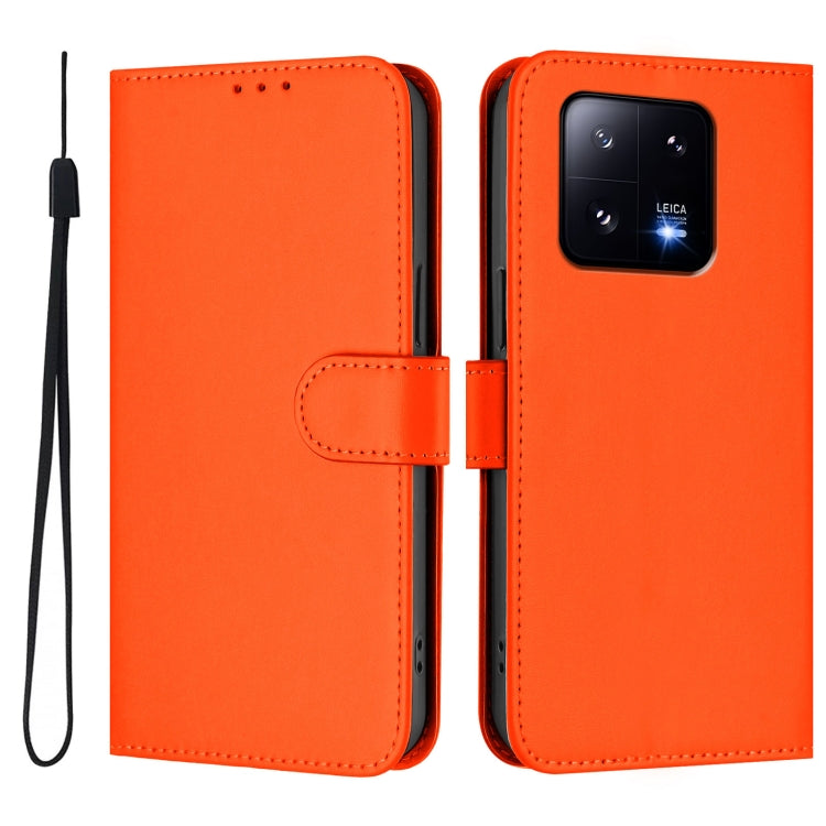 For Xiaomi 13 Pro 5G Skin Feel Solid Color Leather Phone Case with Lanyard