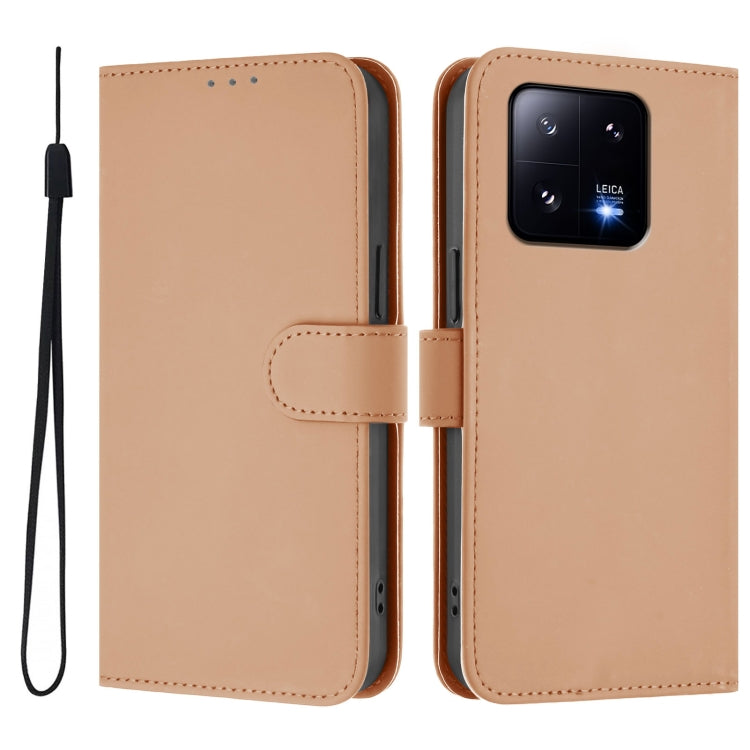 For Xiaomi 13 Pro 5G Skin Feel Solid Color Leather Phone Case with Lanyard