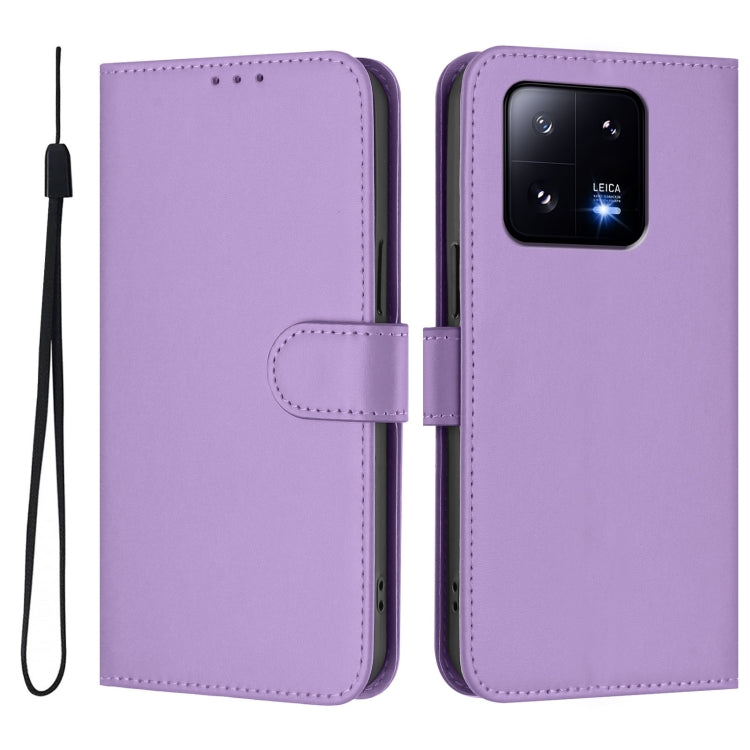 For Xiaomi 13 Pro 5G Skin Feel Solid Color Leather Phone Case with Lanyard