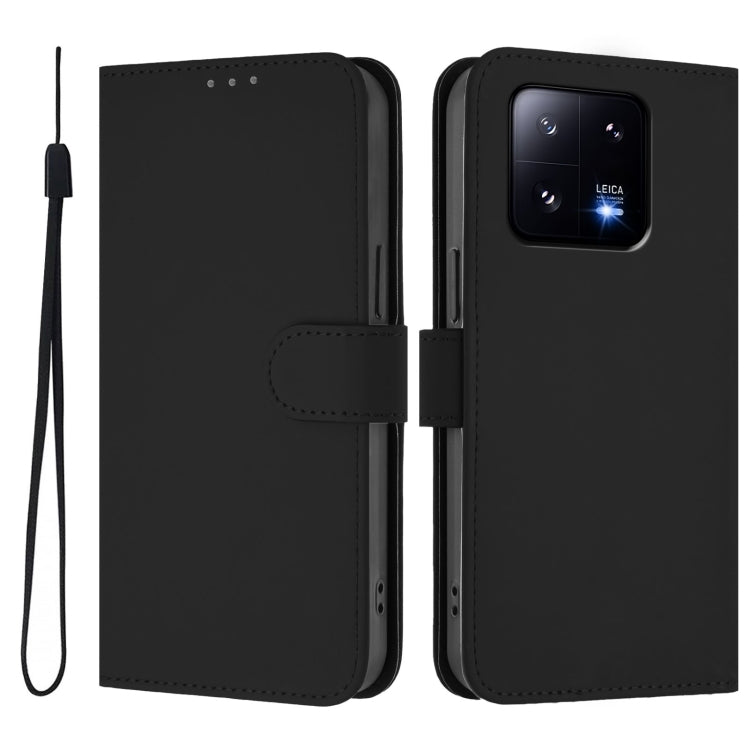 For Xiaomi 13 Pro 5G Skin Feel Solid Color Leather Phone Case with Lanyard