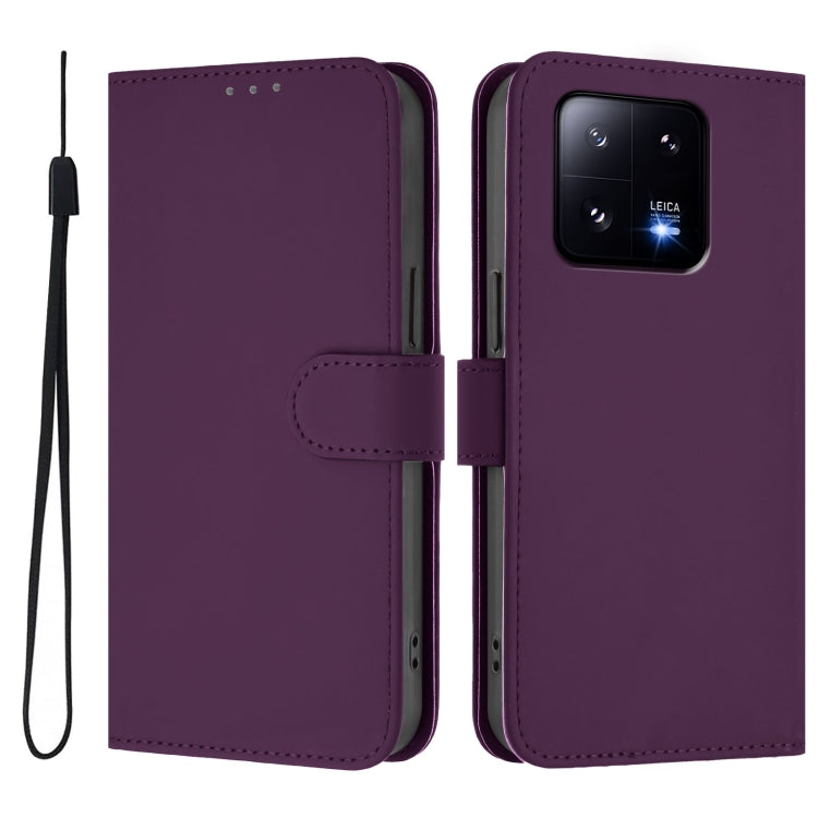 For Xiaomi 13 Pro 5G Skin Feel Solid Color Leather Phone Case with Lanyard