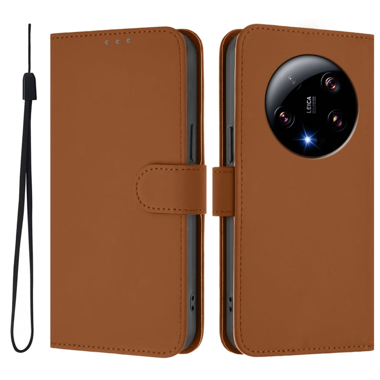 For Xiaomi 13 Ultra Skin Feel Solid Color Leather Phone Case with Lanyard