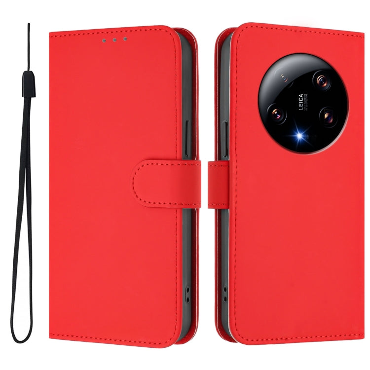 For Xiaomi 13 Ultra Skin Feel Solid Color Leather Phone Case with Lanyard