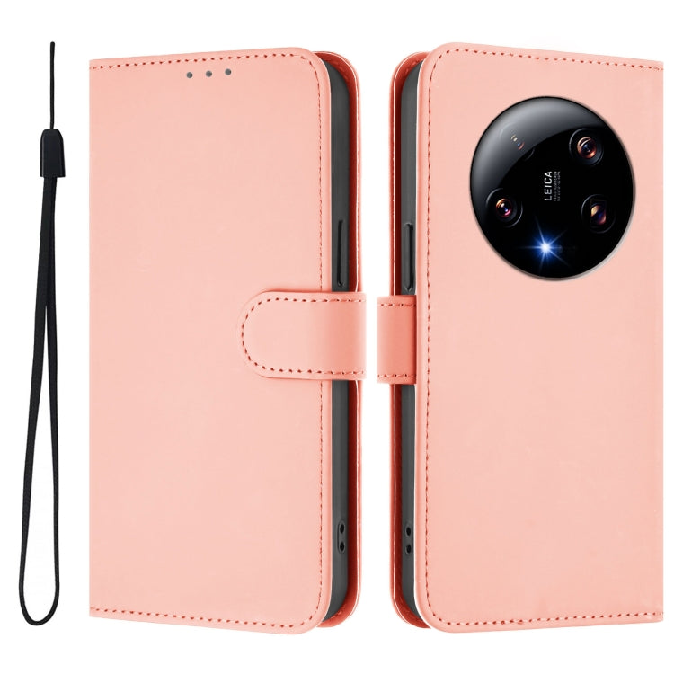 For Xiaomi 13 Ultra Skin Feel Solid Color Leather Phone Case with Lanyard