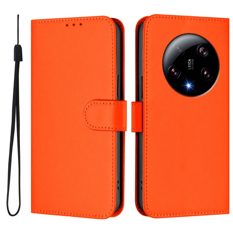 For Xiaomi 13 Ultra Skin Feel Solid Color Leather Phone Case with Lanyard