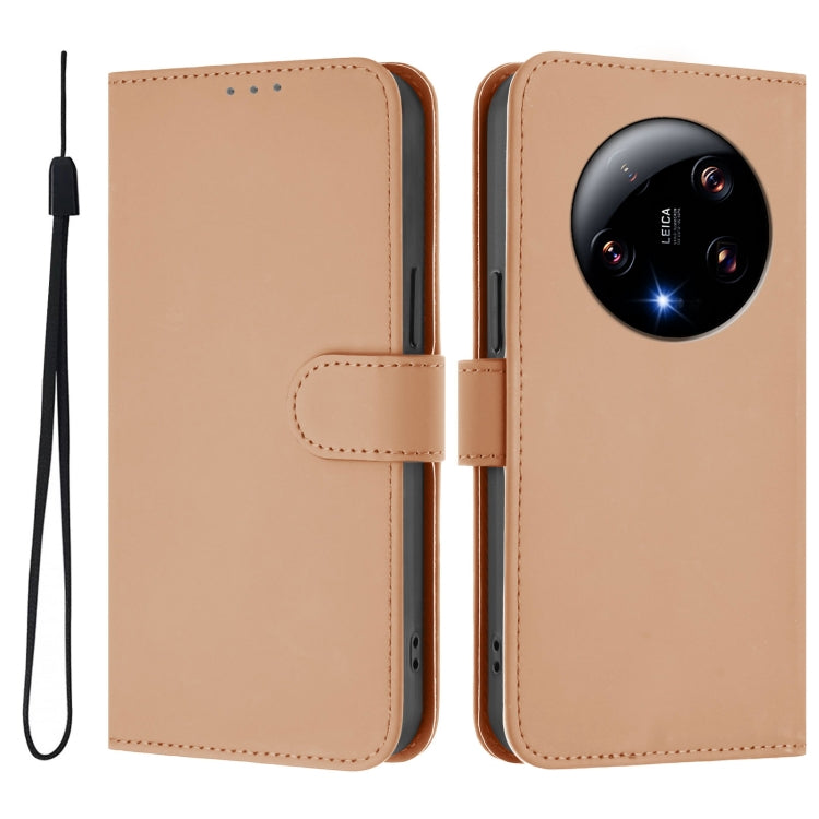 For Xiaomi 13 Ultra Skin Feel Solid Color Leather Phone Case with Lanyard