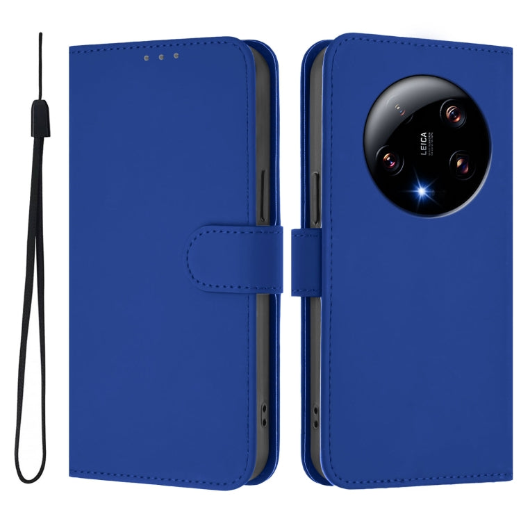 For Xiaomi 13 Ultra Skin Feel Solid Color Leather Phone Case with Lanyard