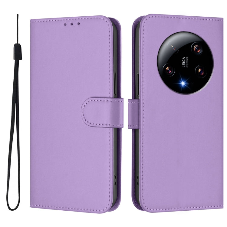 For Xiaomi 13 Ultra Skin Feel Solid Color Leather Phone Case with Lanyard