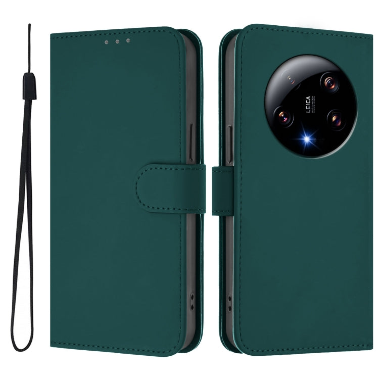 For Xiaomi 13 Ultra Skin Feel Solid Color Leather Phone Case with Lanyard