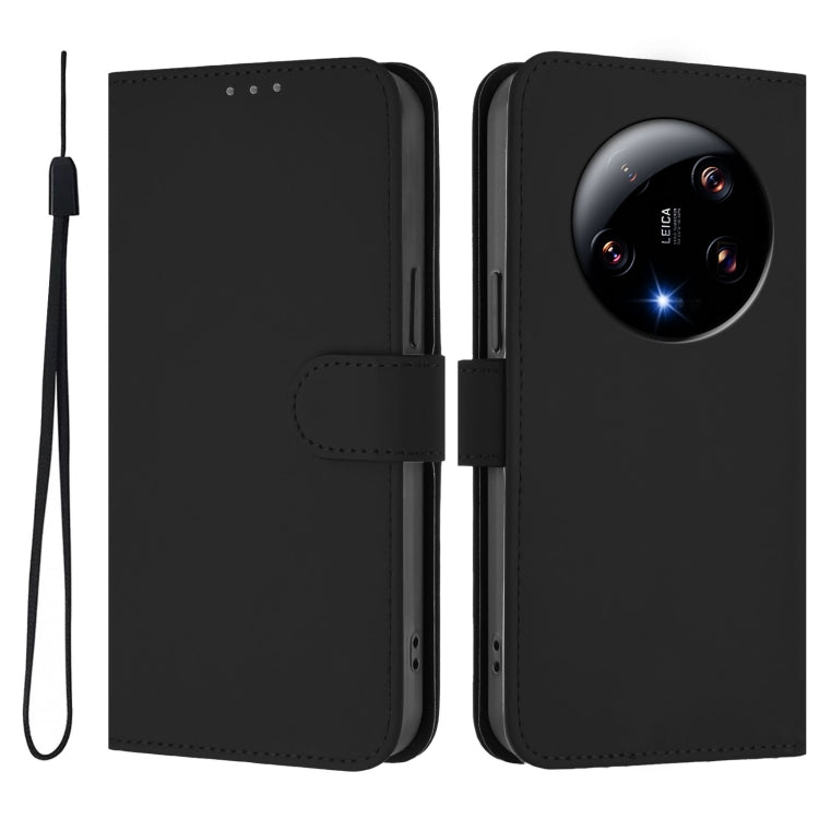For Xiaomi 13 Ultra Skin Feel Solid Color Leather Phone Case with Lanyard