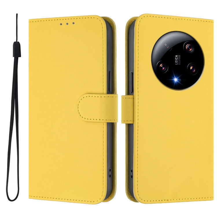 For Xiaomi 13 Ultra Skin Feel Solid Color Leather Phone Case with Lanyard