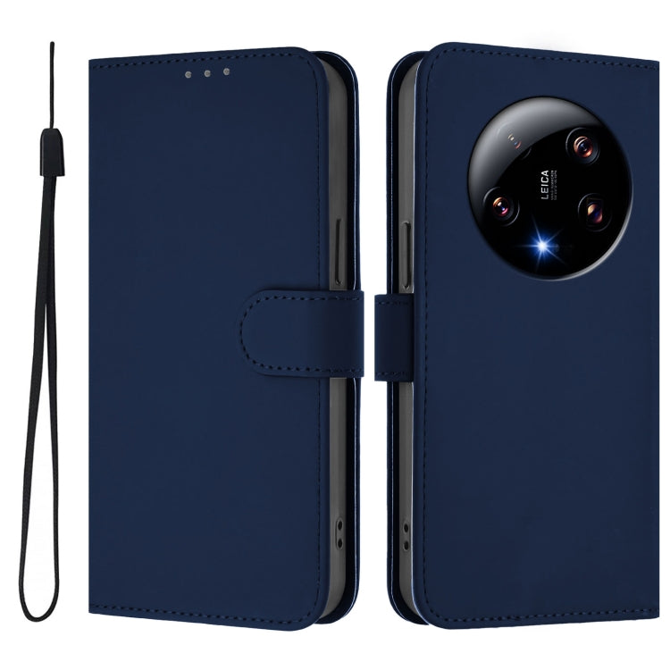 For Xiaomi 13 Ultra Skin Feel Solid Color Leather Phone Case with Lanyard