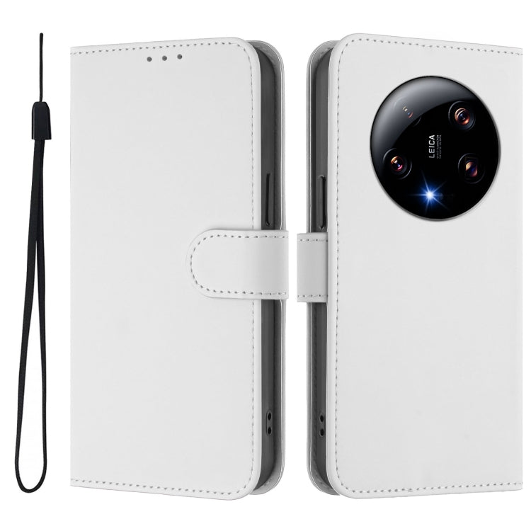 For Xiaomi 13 Ultra Skin Feel Solid Color Leather Phone Case with Lanyard
