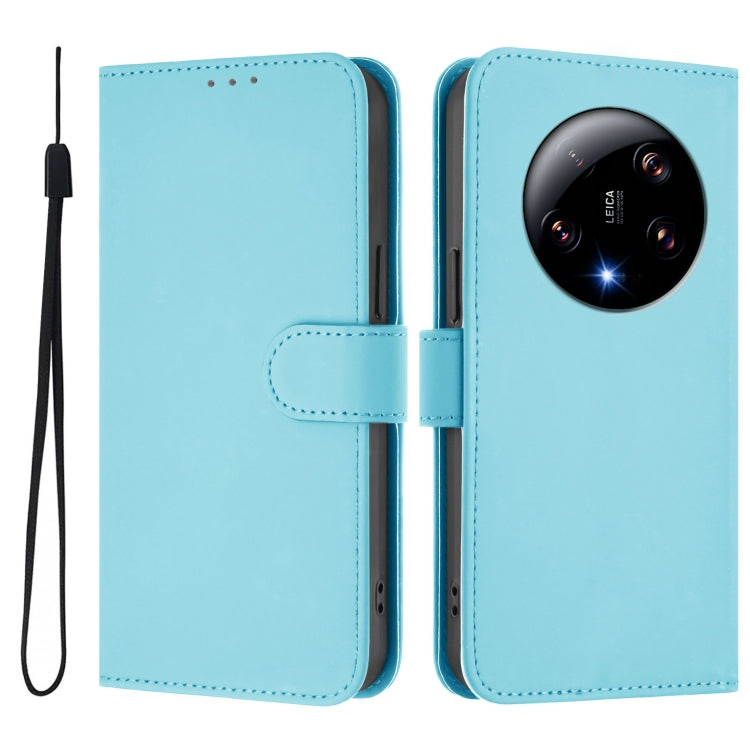 For Xiaomi 13 Ultra Skin Feel Solid Color Leather Phone Case with Lanyard
