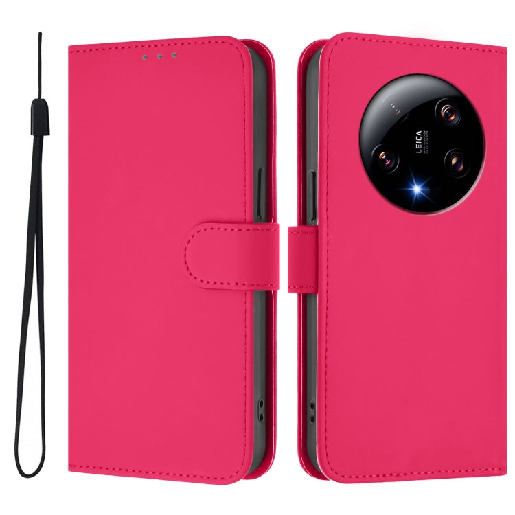 For Xiaomi 13 Ultra Skin Feel Solid Color Leather Phone Case with Lanyard