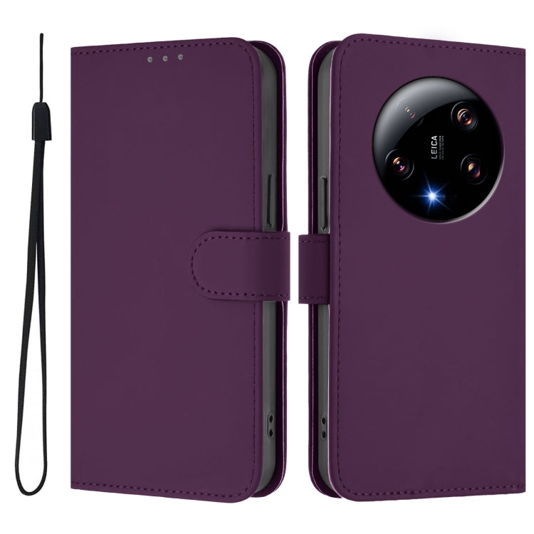 For Xiaomi 13 Ultra Skin Feel Solid Color Leather Phone Case with Lanyard