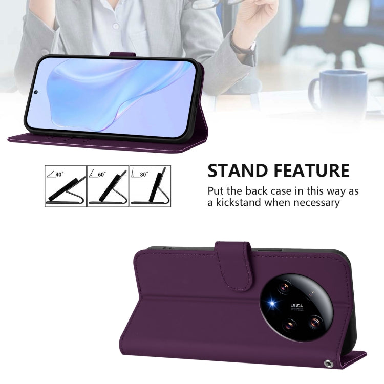 For Xiaomi 13 Ultra Skin Feel Solid Color Leather Phone Case with Lanyard