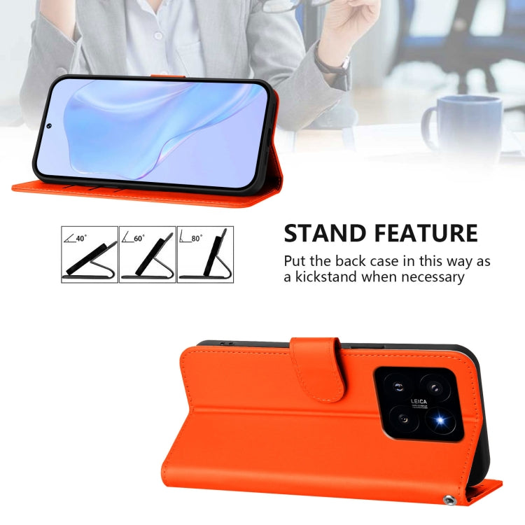 For Xiaomi 14 Skin Feel Solid Color Leather Phone Case with Lanyard