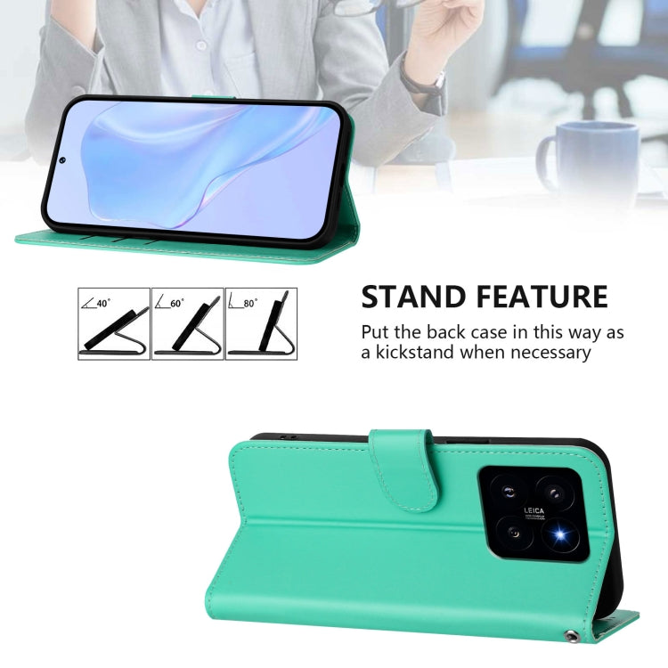 For Xiaomi 14 Skin Feel Solid Color Leather Phone Case with Lanyard