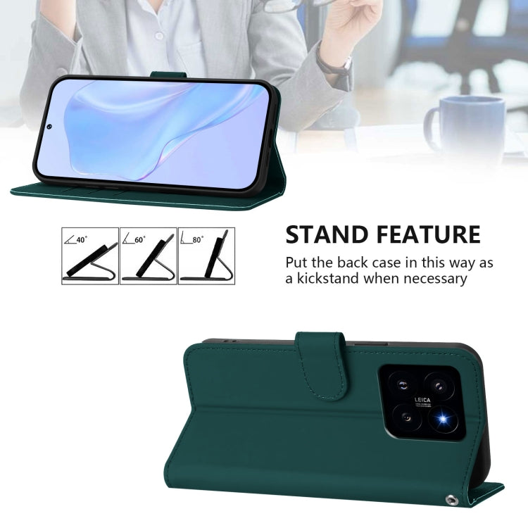 For Xiaomi 14 Skin Feel Solid Color Leather Phone Case with Lanyard