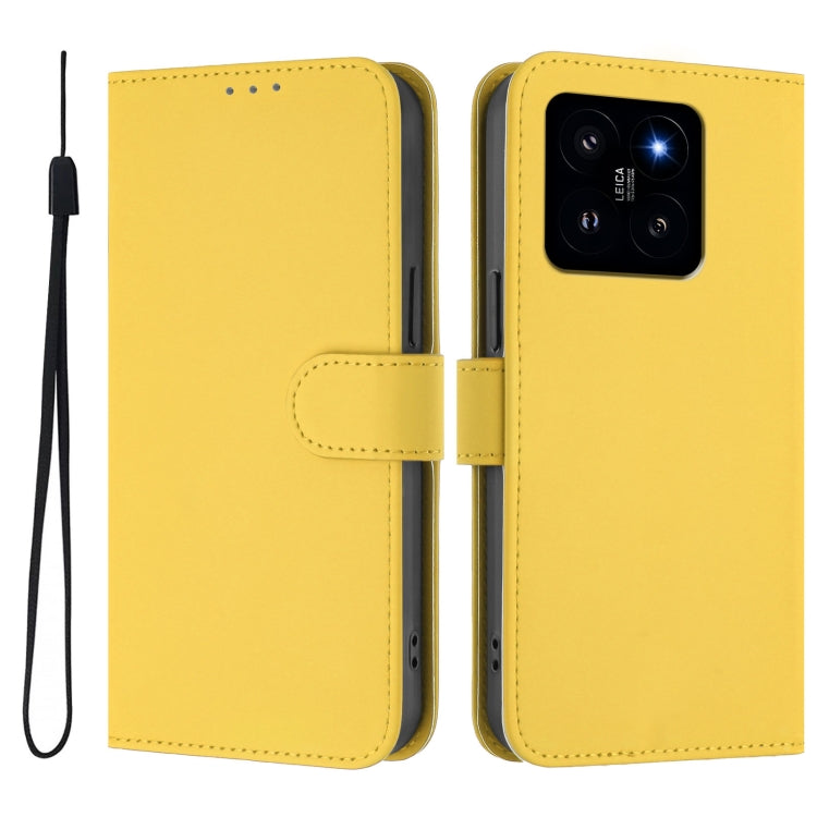 For Xiaomi 14 Skin Feel Solid Color Leather Phone Case with Lanyard