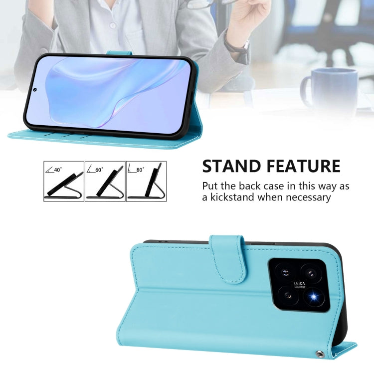 For Xiaomi 14 Skin Feel Solid Color Leather Phone Case with Lanyard